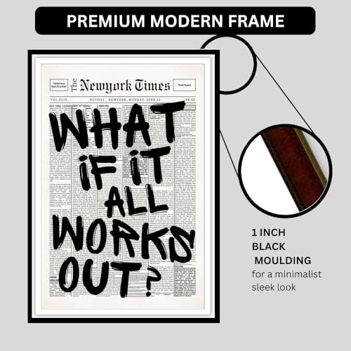 Image of Minimalist Motivational Quote Premium A4 Wall Frame | inchWhat If It All Works Out inch Emotionally Calming Aesthetic Home Decor | Inspirational Modern Wall Art Frame for Bedroom, Living Room, Office & Study