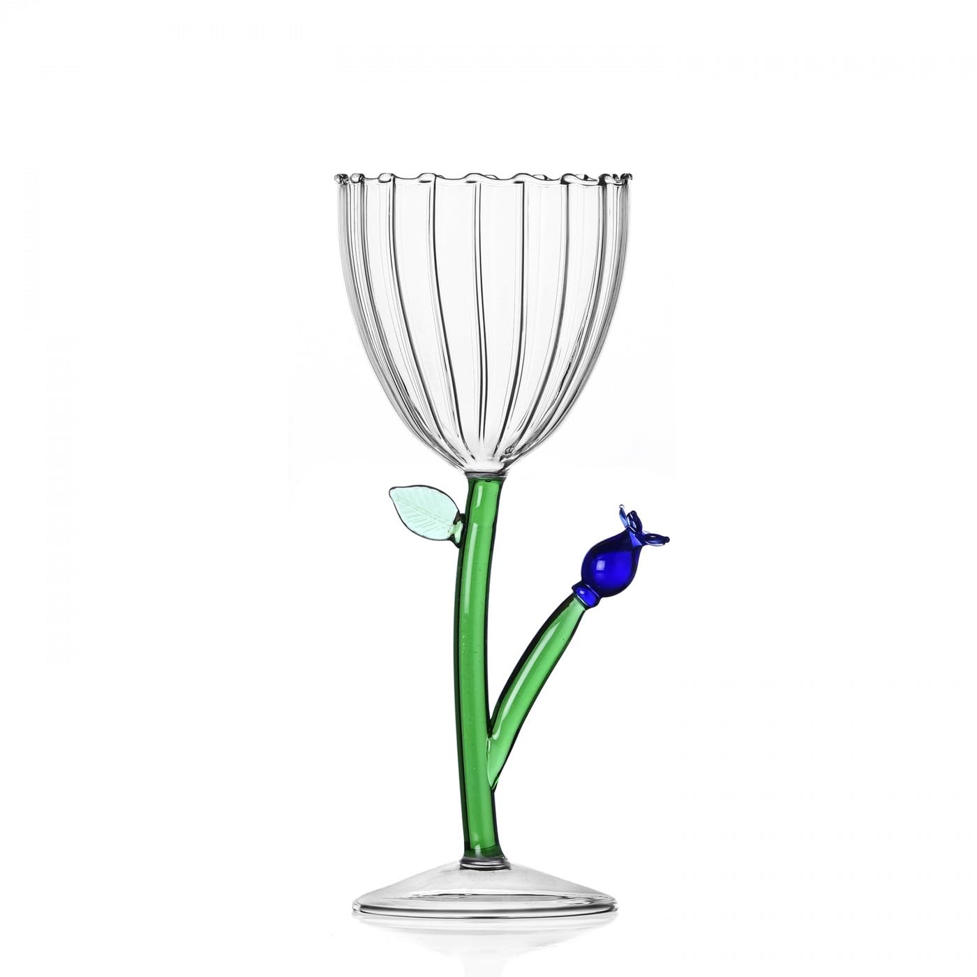 Ichendorf Milano Fiore Blu Optical Goblet | Botanica Collection | 28 cl | Borosilicate Glass | Handmade