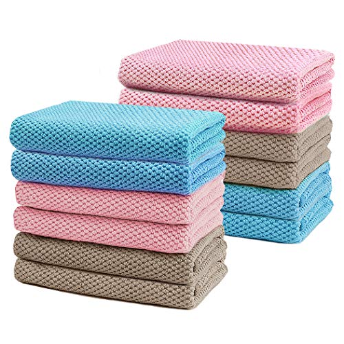 youcoulee Kitchen Towels and Dishcloths Sets, 12 Packs 100% Cotton Dish Towels, Honeycomb