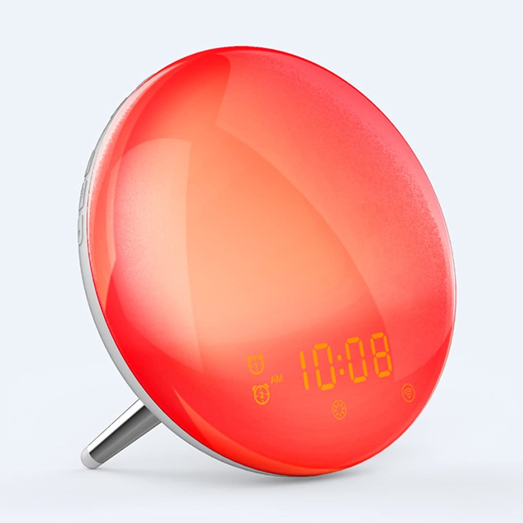 Luz de Despertador WiFi Inteligente, Despertador de Luz Natural, Simulación de Amanecer/Atardecer, Trabaja con Alexa, 4 Alarmas, Función de Repetición, 2 Piezas