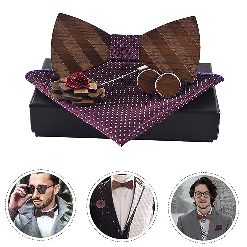 Set de pajarita de madera para mujer con accesorios miniatura 2