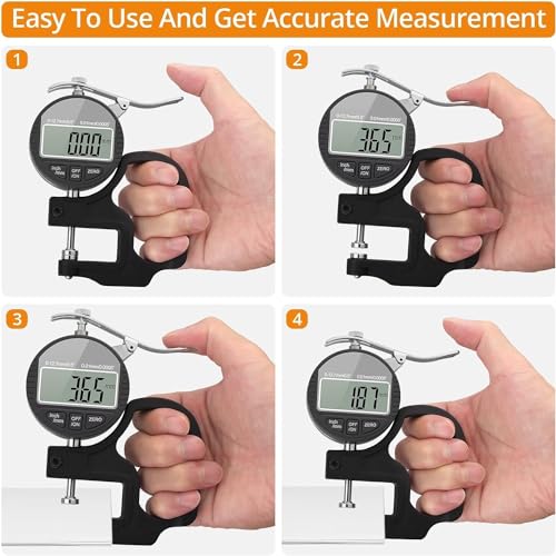 Image of Digital Thickness Gauge 0-12.7mm / 0.5 Inch Electronic Inside Micrometer with Large LCD Display, 0.01mm High Precision, Inch /Metric Conversion (0.01 MM 0 to 12.7mm)