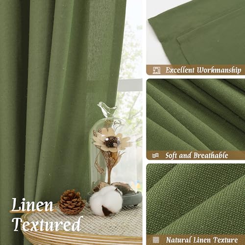 Image of LAMIT 36 Inch Length Linen Curtains for Kitchen Window Over Sink 2 Panels