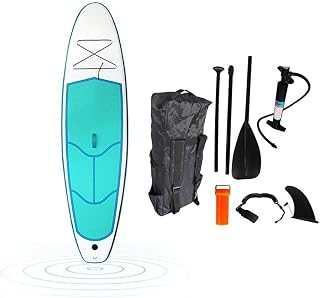 Inflatable Stand Up Paddle Board,SUP Board with Adjustable Paddle, Carry Bag, Repair Kit, Tail Vane, Hand Pump with Pressure Gauge, Ideal Soft Surfing Board Kit for Beginners