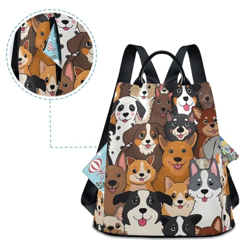 Image of ALAZA Cute Dog Prints Puppy Animal Backpack Purse for Women Anti Theft Fashion Back Pack Shoulder Bag