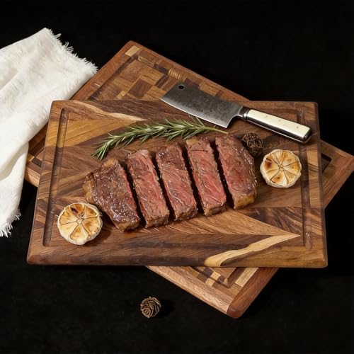 Set de tabla de cortar de madera de acacia rectangular miniatura 4