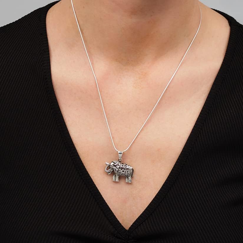 Elephant Silver Pendant Necklace on Chain, Pendant Necklace for Women and Men - Image 2