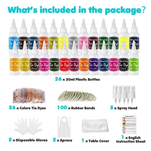 Tie Dye Kits 26 Colors with Spray Heads for Kids,Adults Party Supplies,Permanent One Step Tye die Kits for Textile Shirt Fabric Canvas Shoes T-Shirt Clothing.Non-Toxic DIY Tie-Dye Handmade Project