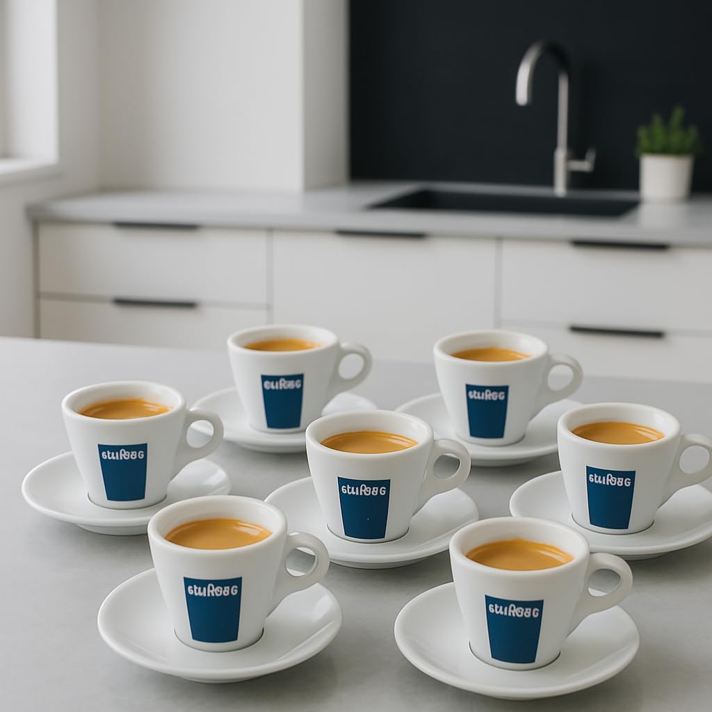 Holland Plastics 6 X Lavazza Espresso Coupes Porcelaine et soucoupes des capacités cc 75, height mm 58