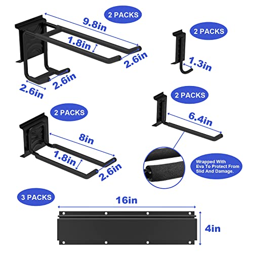 Mutilife 48 Inch Garage Tool Organizer Wall Mount,3 Rails And 8 Adjustable Storage Hooks, Yard Tool Rack, Garage Organizer Rack, Aluminum & Heavy Duty Steel For Ladders, Shovels, Stroller #TOP1