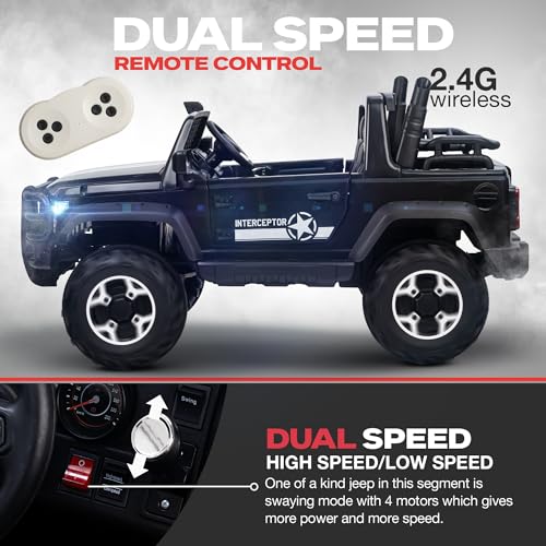 Image of Baybee Rampage India's Biggest 4x4 Battery Operated Jeep Car for Kids, 2 Seater Ride On Toy Car with Music & LED Light | Electric Jeep for Kid to Drive 3 to 10 Year, Weight Capacity 80kg (Black)
