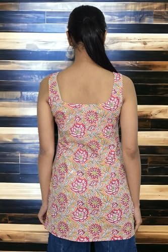 Image of JAIPUR HAND BLOCK Sleeveless Broad Neck Kurti Top S22SF