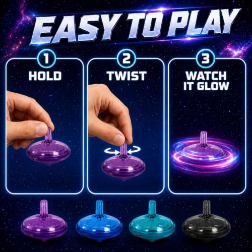 Image of LED Flashing Spinning Tops for Kids, Bulk Party Favors and Classroom Prizes (Galaxy - 100 Piece)
