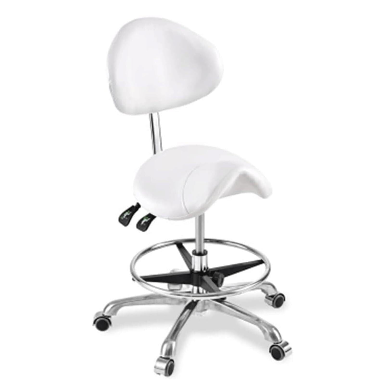METTEOR Saddle Stool Casters Footrest Hydraulic Swivel Saddle Chair 45~60cm Height for Salon Spa Massage Tattoo (White One Size)
