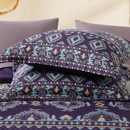 Image of Geniospin Full Comforter Set - 7 Pieces Bed in a Bag, Comfortable Western Bedding Sets for All Seasons, Lightweight Soft Boho Comforter Bed Set with Sheets, Pillowcases & Shams