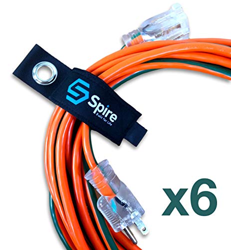 Spire Heavy-Duty Cable Storage Straps (6 Pack) Extension Cord Organizer, Hoses, Ropes, Garage