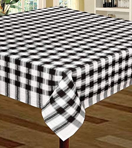 Snugglemore Seersucker 100% Cotton Tablecloth Sizes Napkins Also Available (Black, 50" x 70")