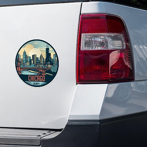 Image of Chicago City Sticker - Waterproof Vinyl Decal for Car Bumper, Laptop, Water Bottle, Wall, and Window, Size - 3'' Longer Side
