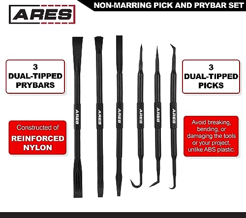 ares 16003-6-piece non-marring pick and prybar set - protects fasteners o-rings seals gaskets and trim on automotive and electronics applications during use pack of 2