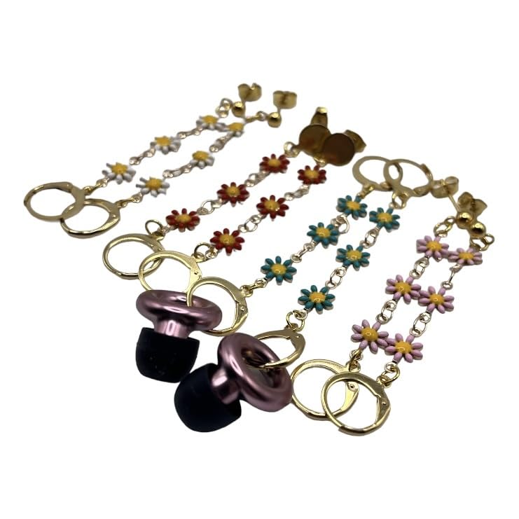 Dangly drop earrings for Loop earplugs in ear piece gold plated or