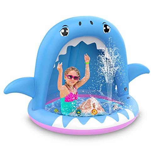 Baby Pool Toys, Kiddie Pool Inflatable with Canopy, Splash Pad Summer Toys for Kids Toddlers