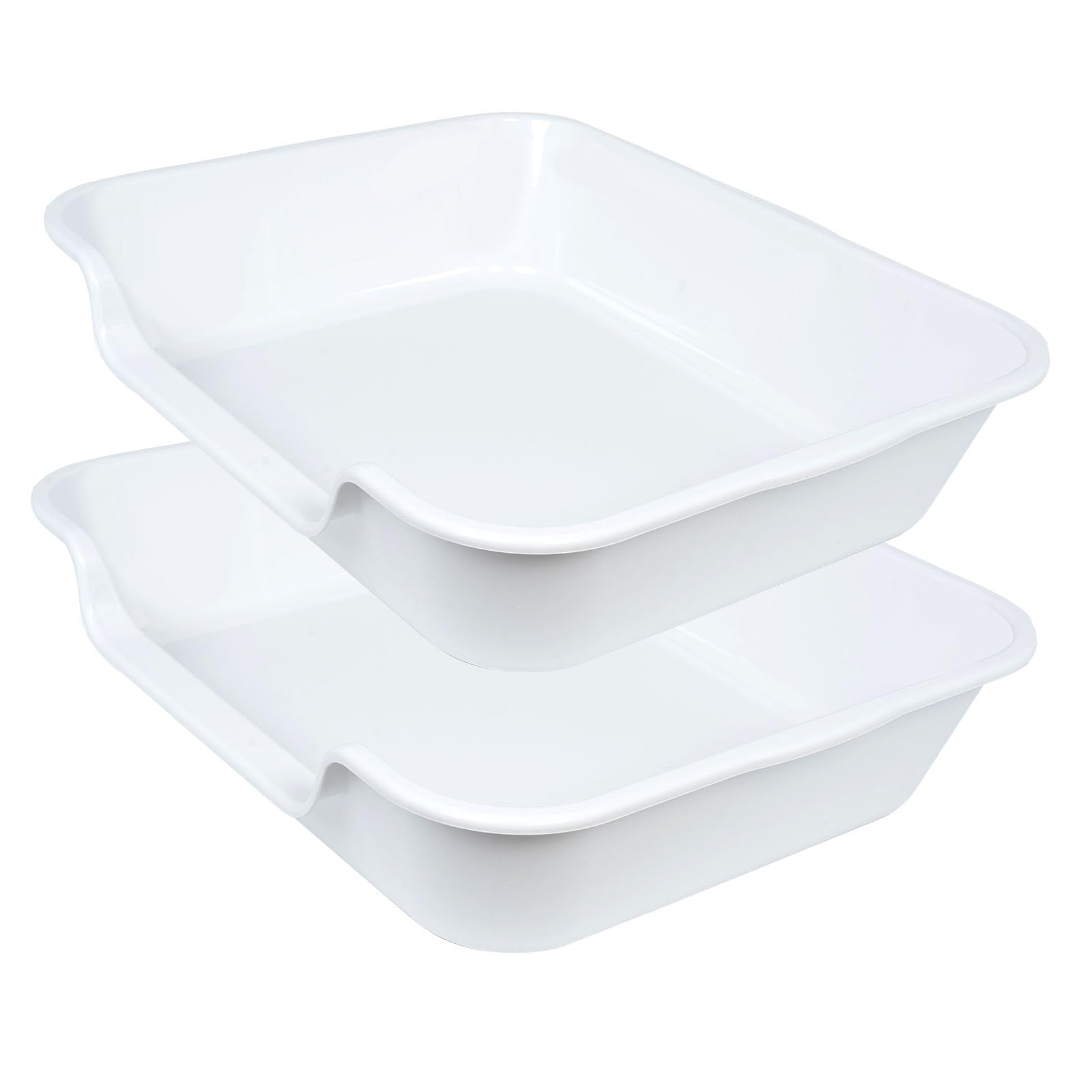 Extra Large Low Entry ABS Cat Litter Box, White, 24 L x 20 W, 2 Pack