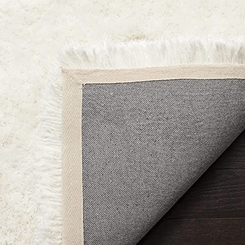 Image of Luxury Shaggy Carpet Solid Plain Fluffy Fur Rectangular Rugs For Hall And Drawing Room 8X11 Feet Microfiber & Polyster Modern Interior Floor Mat White