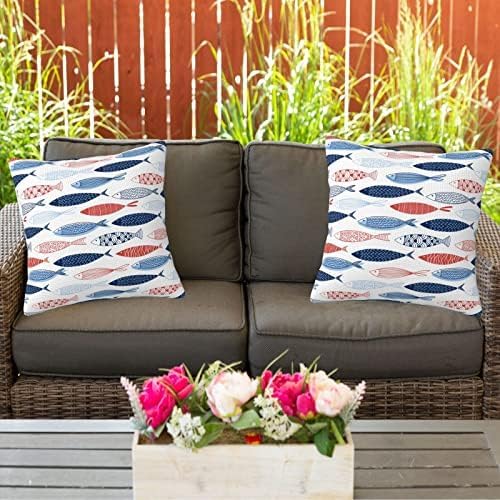 bassyil Fish Throw Pillow Covers Decorative Linen Pillow Cases Set of 2 Square Cushion Cover for Couch Sofa Bedroom Patio 18x18 Inch - Image 7