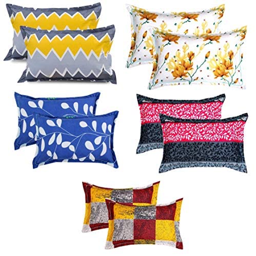 VAS Collections® 105 TC 100% Cotton King Size Pillow Cover Combo-20X30 Inches,Set of 10 (Yellow,Blue & Grey) (B08TM9WJY2) Amazon Price History, Amazon Price Tracker