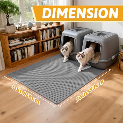 Image of Pieviev Cat Litter Mat Double Layer Waterproof Urine Proof Trapping Mat 1 Pack (Gray, 36x30 Inch (Pack of 1))