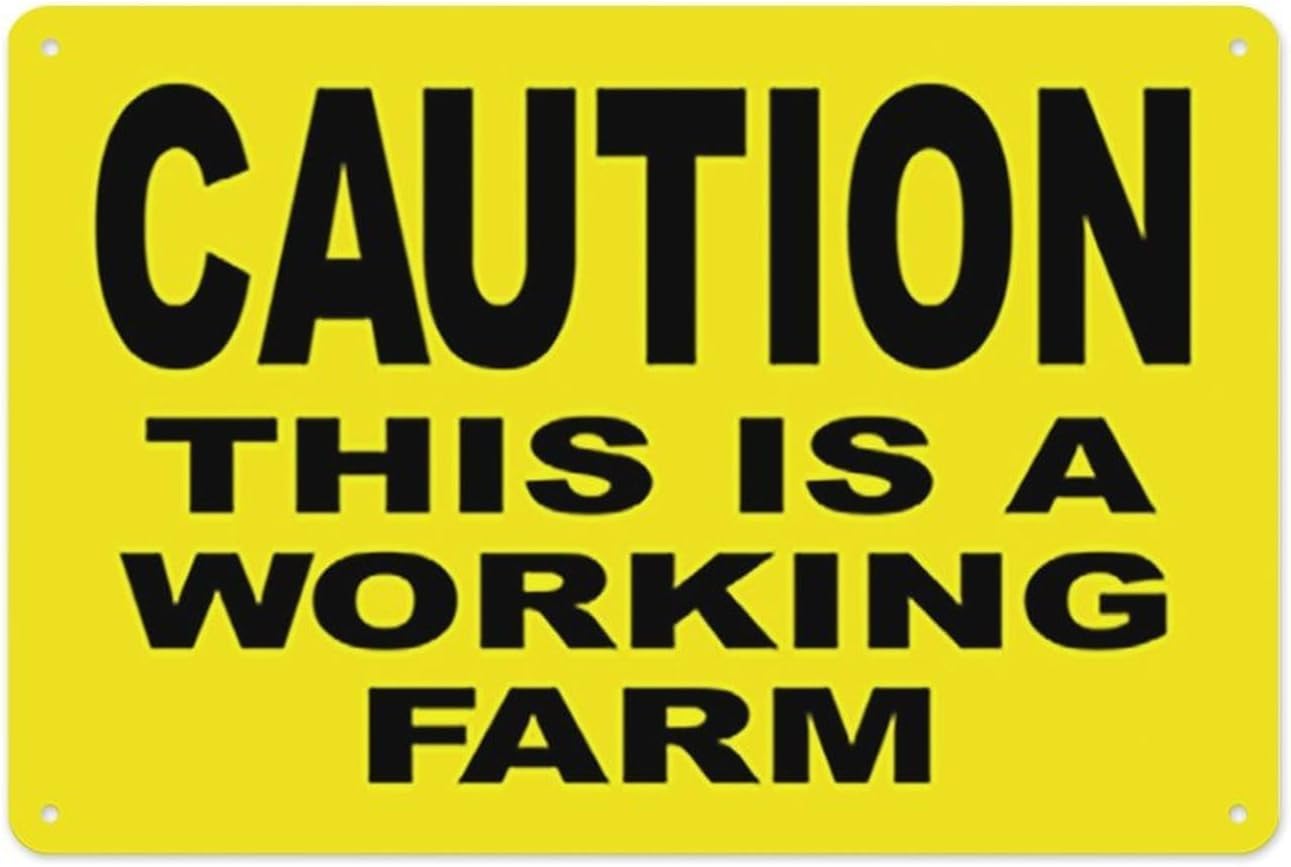 Bdeyfg Colour3 Caution This Is A Working Farm Metal Tin Sign Aluminum Warning Signs For Indoor & Outdoor Yard Lawn Sign Home Decor 8X12 Inch