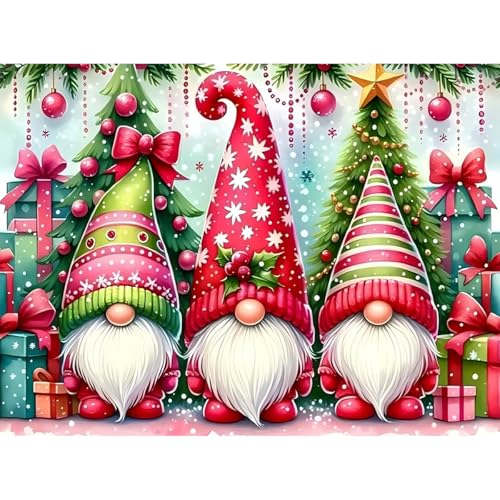 Image of Christmas Stamped Cross Stitch Kits for Beginners Adults, Gnomes Dimensions Needlepoint Art Crafts,Counted Cross Stitch Kits Embroidery Kits for Beginners Adults for Home Decor 15.7X11.8inch
