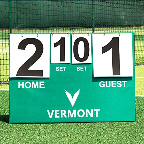 Vermont Marcador De Tenis Portátil | Marcador De Resultados Tenis | Hojas De Números Pinpon Y Tenis | Incluye Bolsa De Transporte