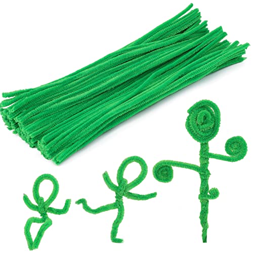 Image of 100 Pieces Pipe Cleaners Craft Chenille Stem Fruit Green Pipe Cleaners | Fuzzy Sticks Pipe Cleaners for Crafts Festival Home Decorations