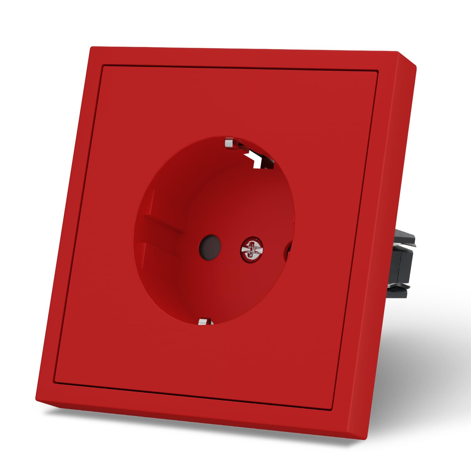 MVAVA Schuko Steckdose EU-Standard 1 Fach Unterputz Steckdose Einfache Installation 80mm*80mm Steckdosen 3-Draht Erforderlich Rot