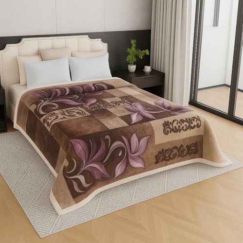 Image of Signature Special Limited Edition Super Soft Double Layered Blanket - 1100 GSM Winter Luxury - Reversible, Ultra Warm & Plush - King & Single Bed (Autumn Blossoms, Double)