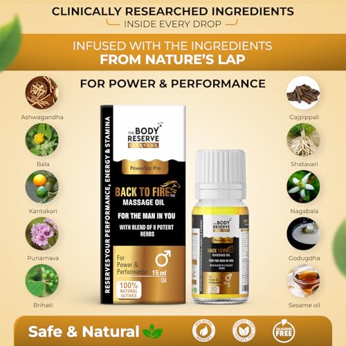 Image of The Body Reserve Back To Fire Ayurvedic Massage Oil for Men With Ayurvedic Herbs 15 ml (pack of 1)