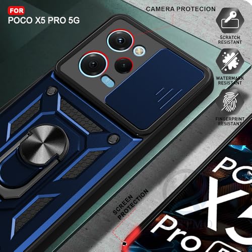 Image of AESTMO Tough Armor Poco X5 Pro 5G / Redmi Note 12 pro 5G Bumper Back Case Cover | Sliding Camera Shield Cover | 360 Degree Protection Back Case Cover for Poco X5 Pro 5G / Redmi Note 12 pro 5G (Blue)