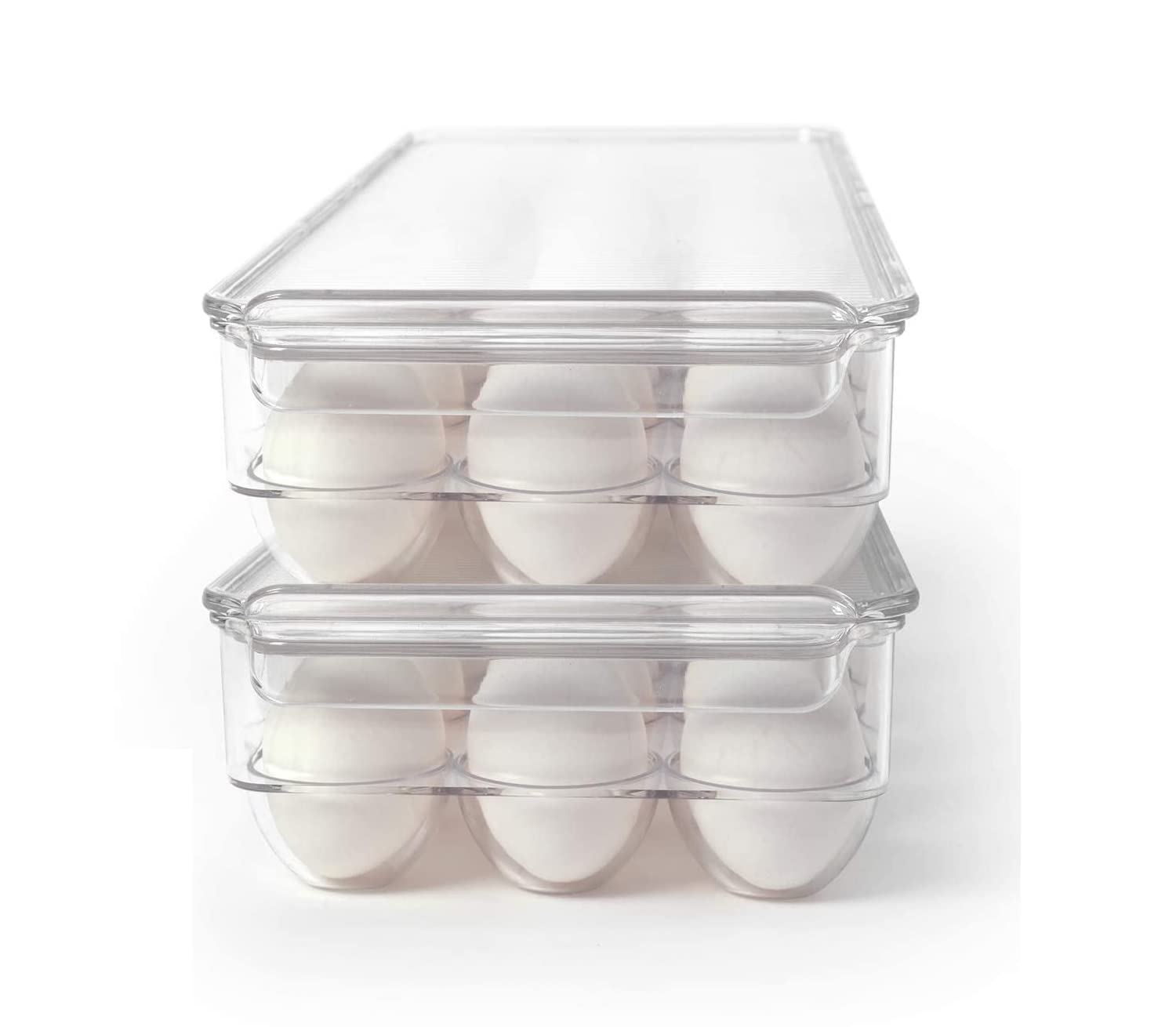 *NEAT* 21 Egg Tray Clear Kitchen (Egg Container) - Plastic Egg Holder BPA Free Fridge Organizer with Lid and Handles Refrigerator Storage Container. Save space!