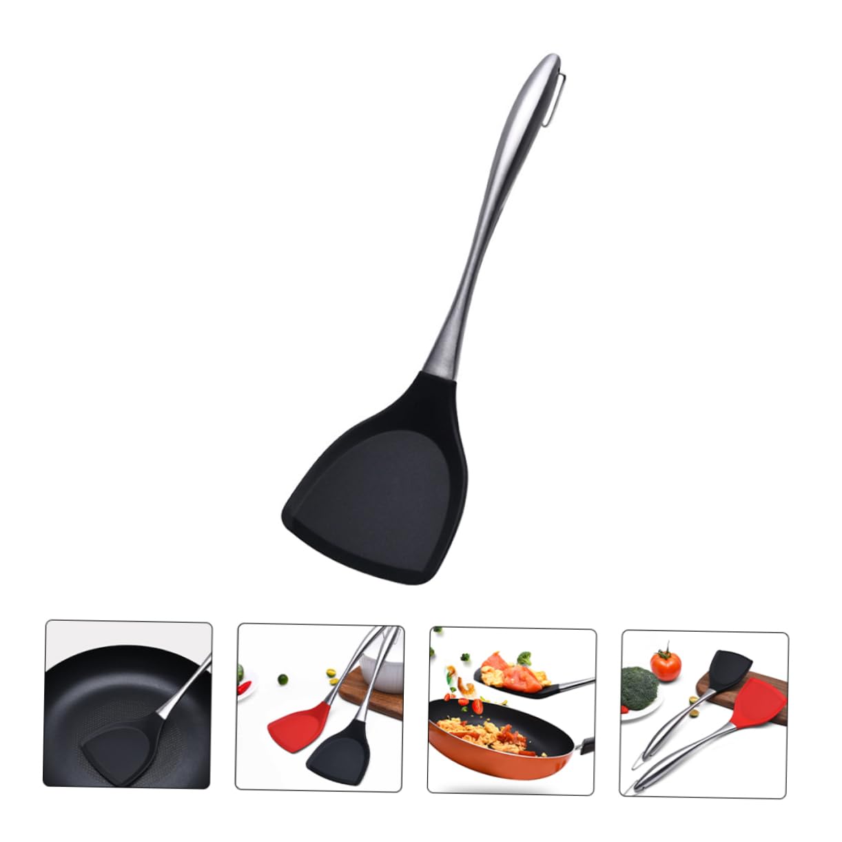 COLLBATH 3stücke Silikon-pfannenwender Mit Edelstahlgriff Hitzebeständige Küchenutensilien Für Pfannkuchen Und Mehr Flexibel Für Antihaftbeschichtungen Zufällige Farben