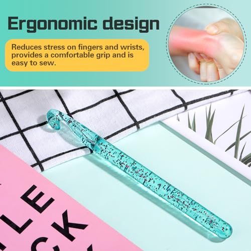 Image of 12 mm Large Crochet Hooks, Ergonomic Handle for Arthritic Hands, Professional Huge Crochet Needles, Colorful Transparent Crochet Hook for Beginners and Crocheting Yarn(12 mm)