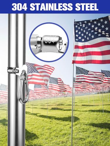 Songtiy XHH-FLAGPOLE CLIP 4Pcs Flag Pole Clips, Stainless Steel Flag Pole Rings With Carabiner Clamp thumb #5