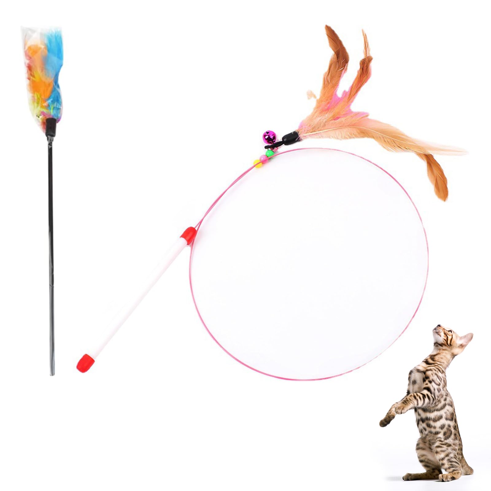 Juguete Pluma de Gato Interactivo,Juguetes para Gatos,Plumas Juguete Gato,Juguete Interactivo Gato,Varita Juguetes para Gatos Interactivos,Juguetes para Gatos Interactivos Varita con Campanas
