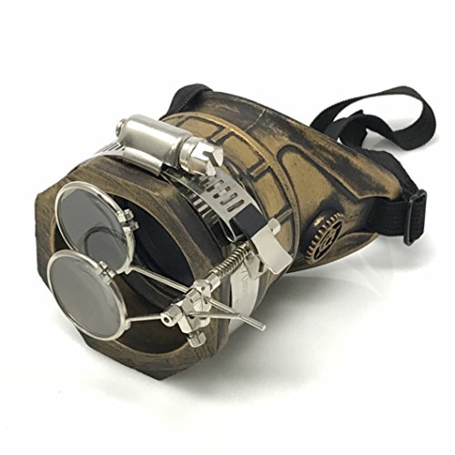 Steampunk Monocle Goggles Victorian Left Side with Double Clip on Loupe Gold