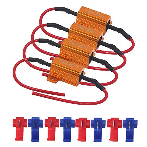 Yolu 4Pcs 25W 25Ohm Load Resistors, Fix LED Bulb Fast Hyper Flash Turn Signal Blink Error Code with 8pcs Quick Splice wire Clip