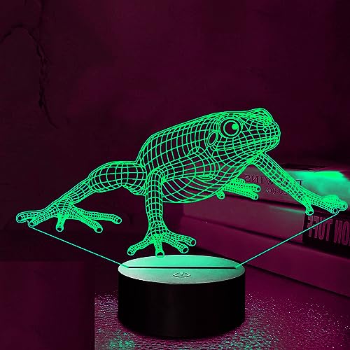 Lámpara de Noche 3D Rana Luz Ilusión Cambio 7 Colores miniatura 1