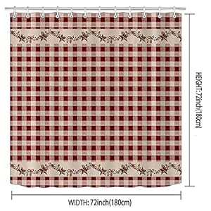 Brown Texas Star Western Shower Curtain, Primitive Star Red and Beige Buffalo Plaid Rustic Country Farmhouse Bathroom Decor, Waterproof Polyester Fabric Shower Curtain, 72 X 72 Inch, Berry Brown Texas Star Western Shower Curtain Primitive Star Red and Beige Buffalo Plaid Rustic Country Farmhouse Bathroom Decor Waterproof Polyester Fabric Shower Curtain 72 X 72 Inch Berry