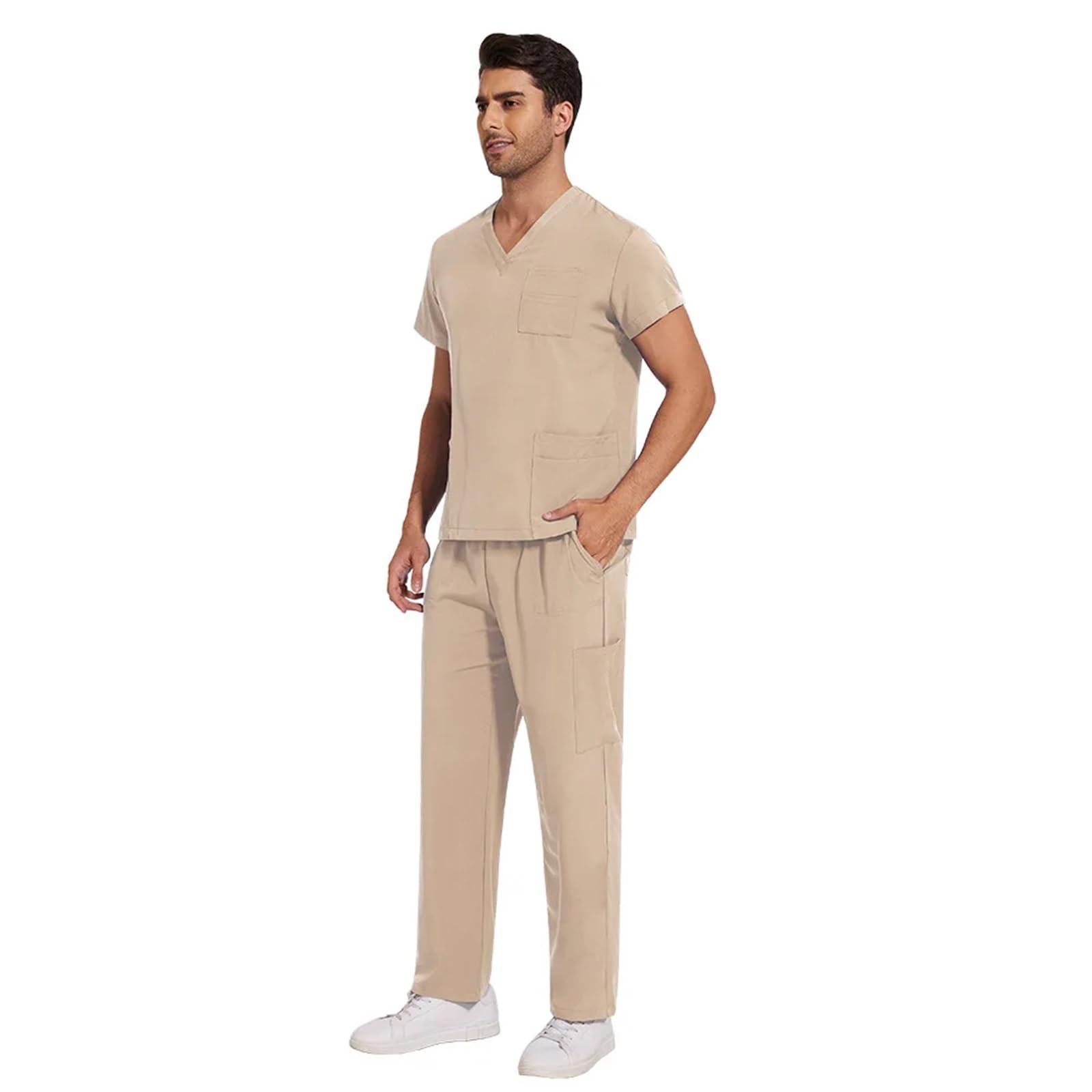 AHUFGN Nurse Scrubs Women Sanitary Dentist Medical Nursing Veterinary Surgical Uniform Men Work Wear Jogger Man Scrubs Set(Color 8,XL)