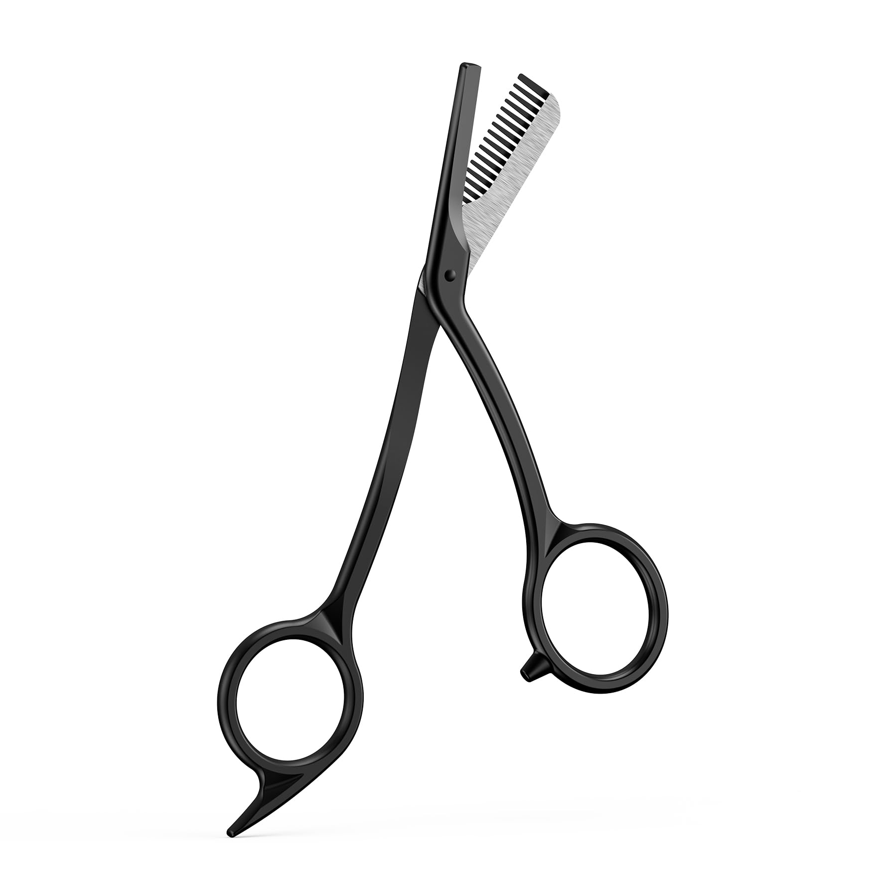 BALUCA Eyebrow Scissors with Comb | Professional Stainless Steel Eyebrow Trimmer for Women &amp; Men | Dual-Design Precision Eye Brow Trimmer Scissors for Effortless Grooming, Silver (Black)