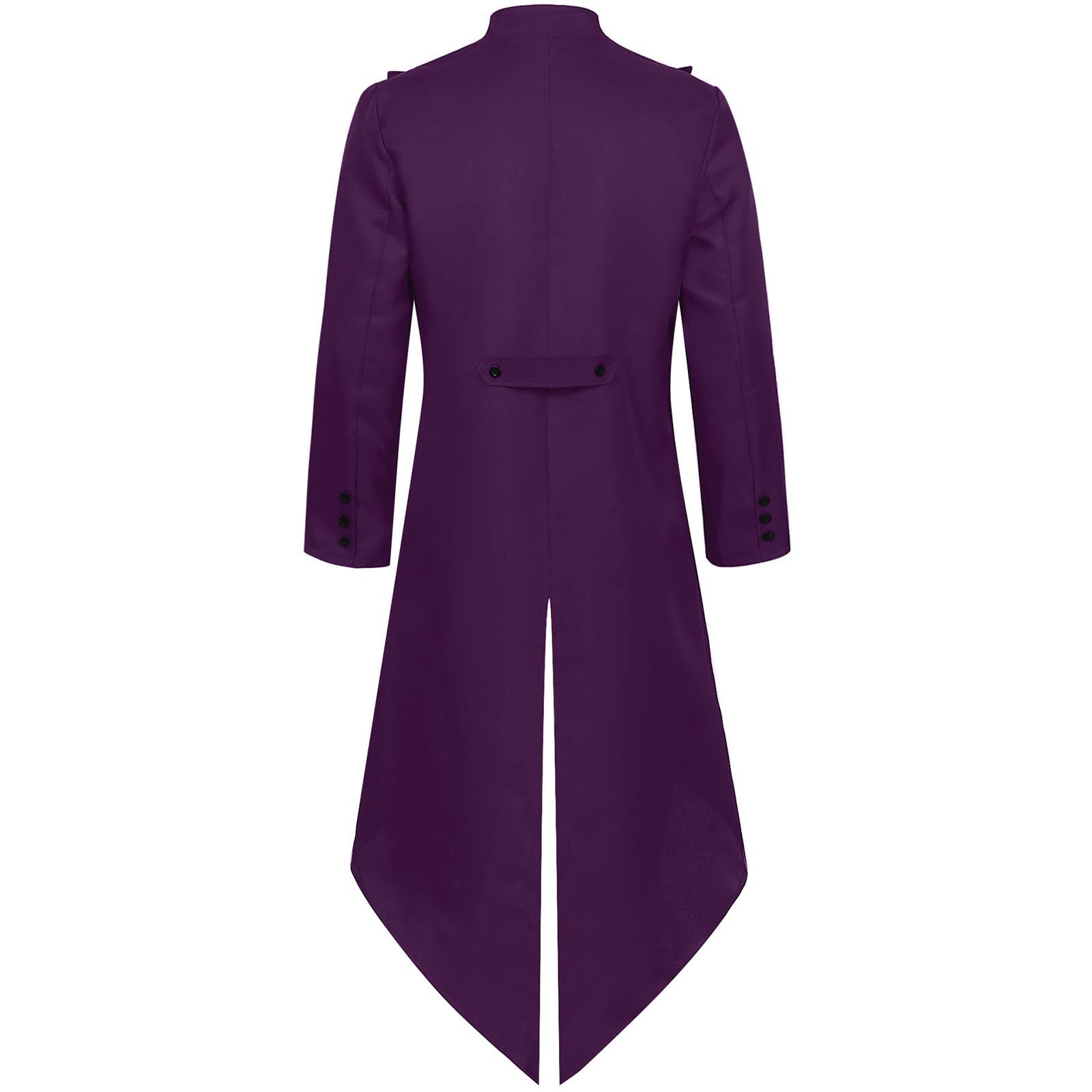 Giacca da Uomo in Stile Steampunk Medievale Vintage con Papillon per Travestimenti di Halloween e Giochi di Ruolo,Viola,M